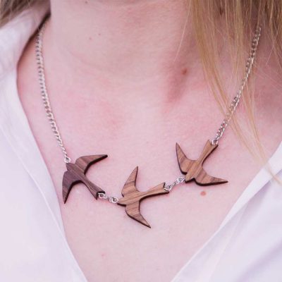 Brown Nature Swallow Wooden Necklace Bird Necklace