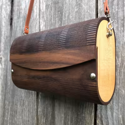 Wooden leather bag