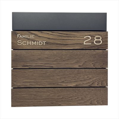 Personalisiert Holzbriefkasten aus dunkler Eiche